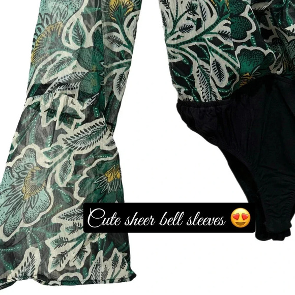 NWT BAND OF THE FREE Bonnie Emerald Long Sleeve Bodysuit Top Bell Sleeve - Picture 8 of 16